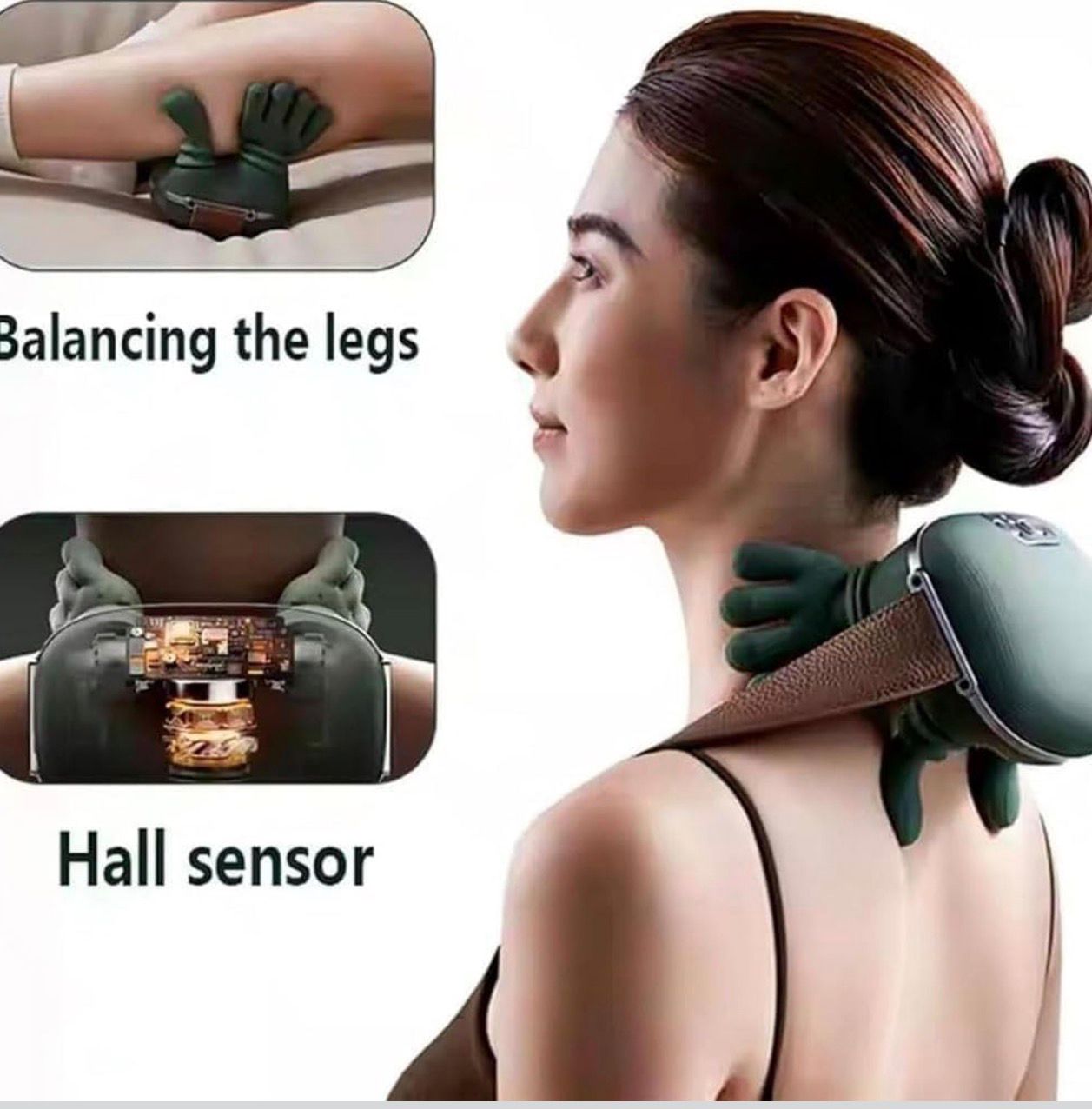 Scubel Smart Heat Neck & Shoulder Massager – Deep Tissue Kneading Massage Pillow with Heating Therapy