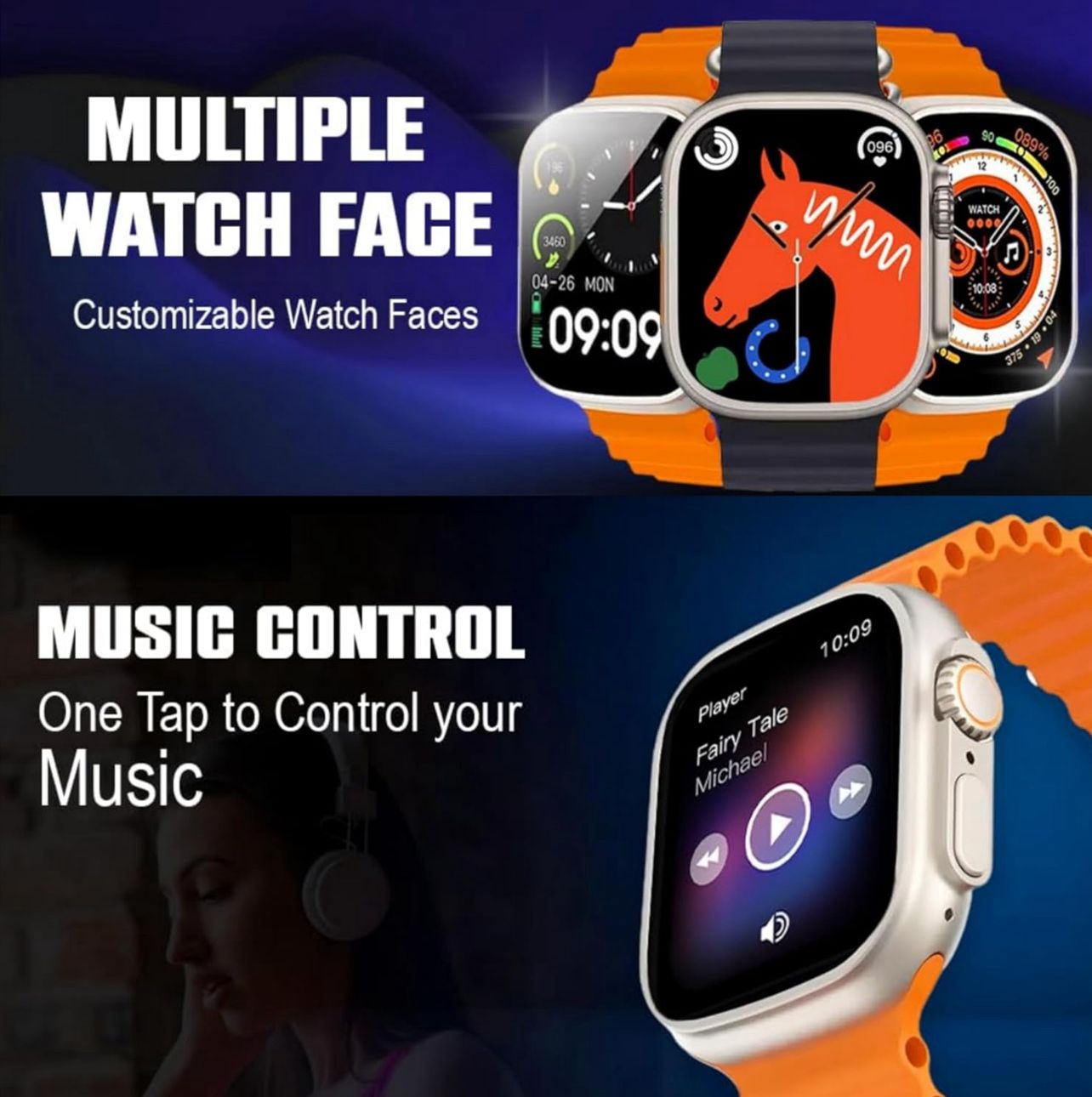 Scubel T800 Ultra Smart Watch – Bluetooth Calling Fitness Tracker with Heart Rate Monitor, Sports Modes & HD Touch Display